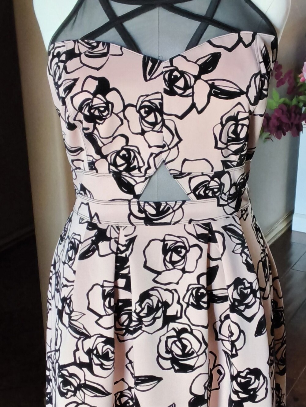 Enfocus Studio Black and Light Pink Women's Mini Dress